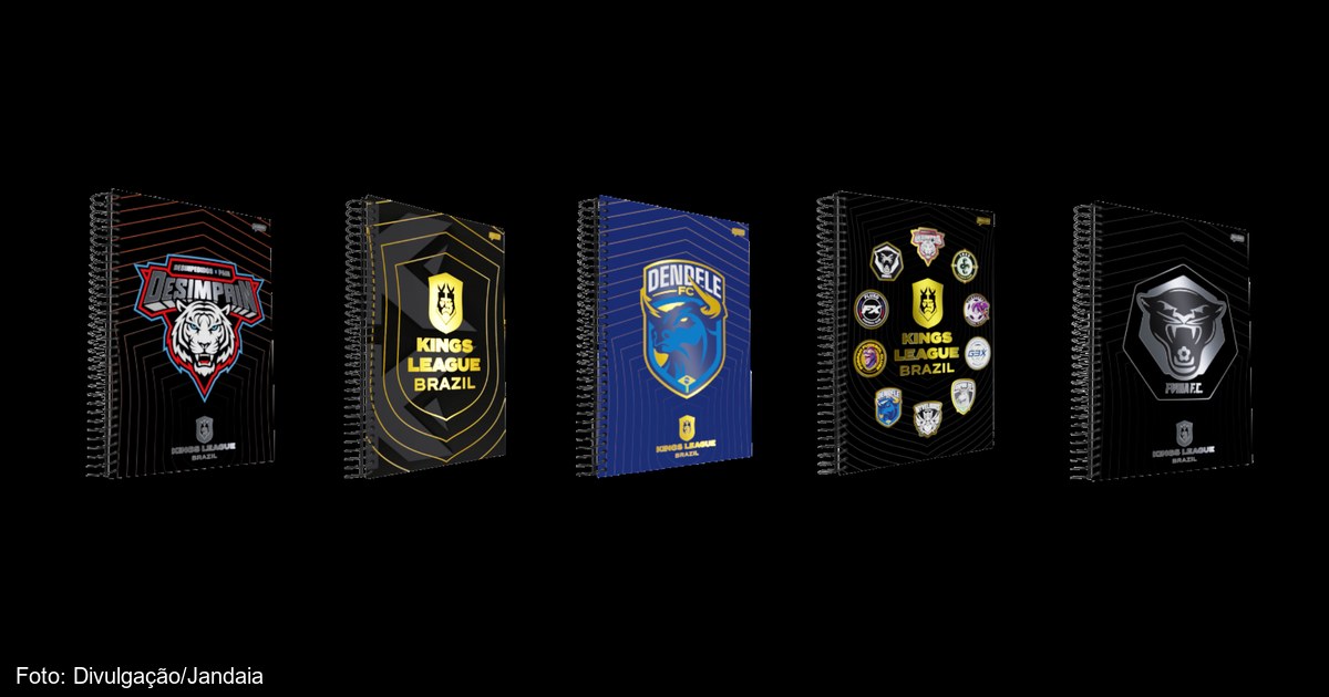 Kings League Brasil estreia no mercado de licenciamento com cadernos da Jandaia